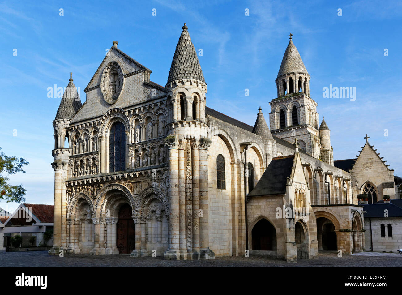 Kirche Notre-Dame la Grande, eine romanische Kirche, Poitiers, Departement Vienne, Region Poitou-Charentes, Frankreich Stockfoto