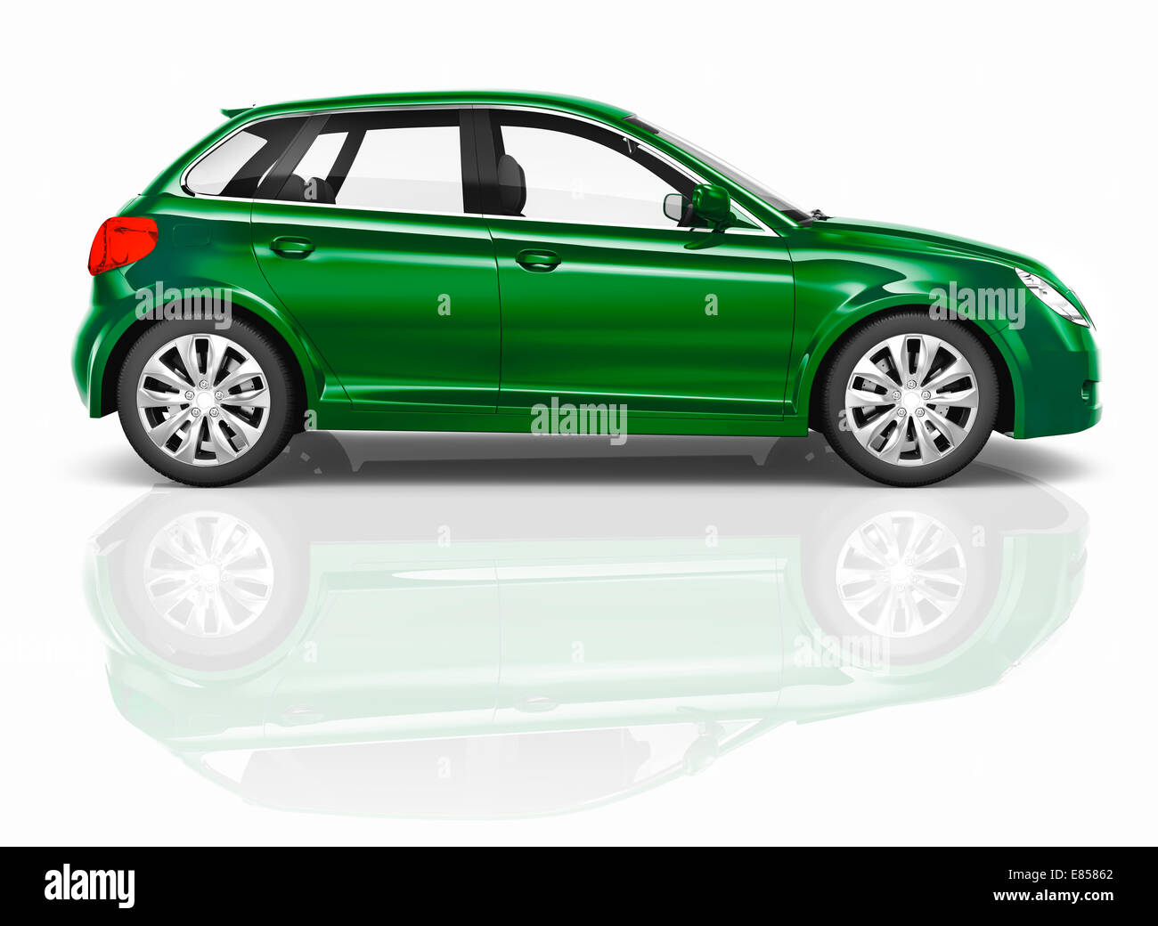Grüne 3D Fließheck Auto Illustration Stockfoto