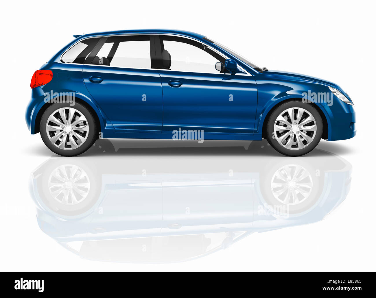 Blaue 3D Fließheck Auto Illustration Stockfoto