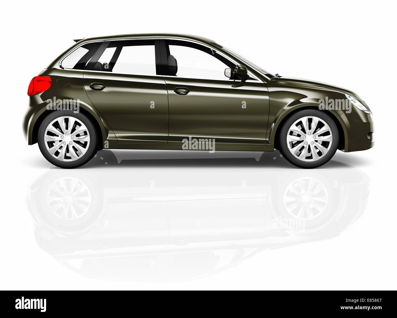 Glänzenden dunklen Grün kompakte Auto Studio gedreht. Stockfoto