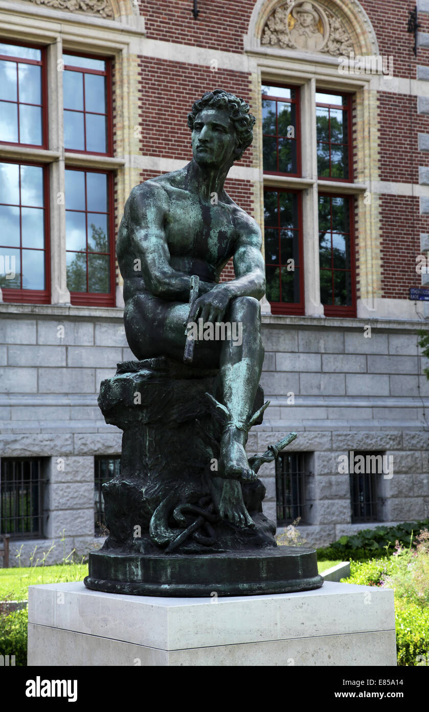 Die Gottesstatue Mercury.bronze von Ferdinand Leenhoff 1841-1914 Stockfoto