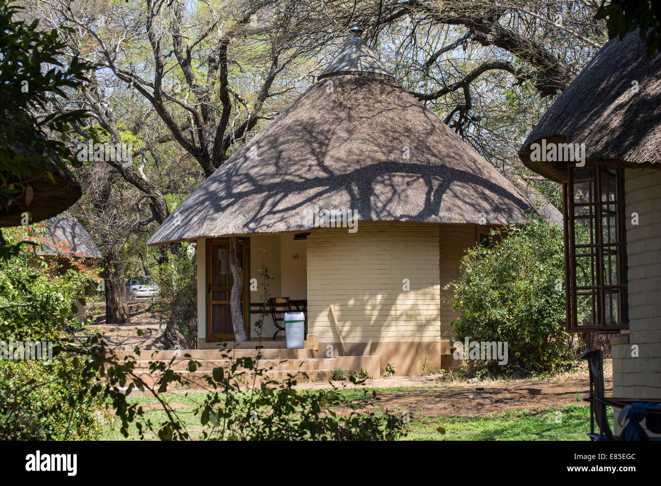 Unterkunft in Skukuza Camp im Krüger-Nationalpark Stockfoto