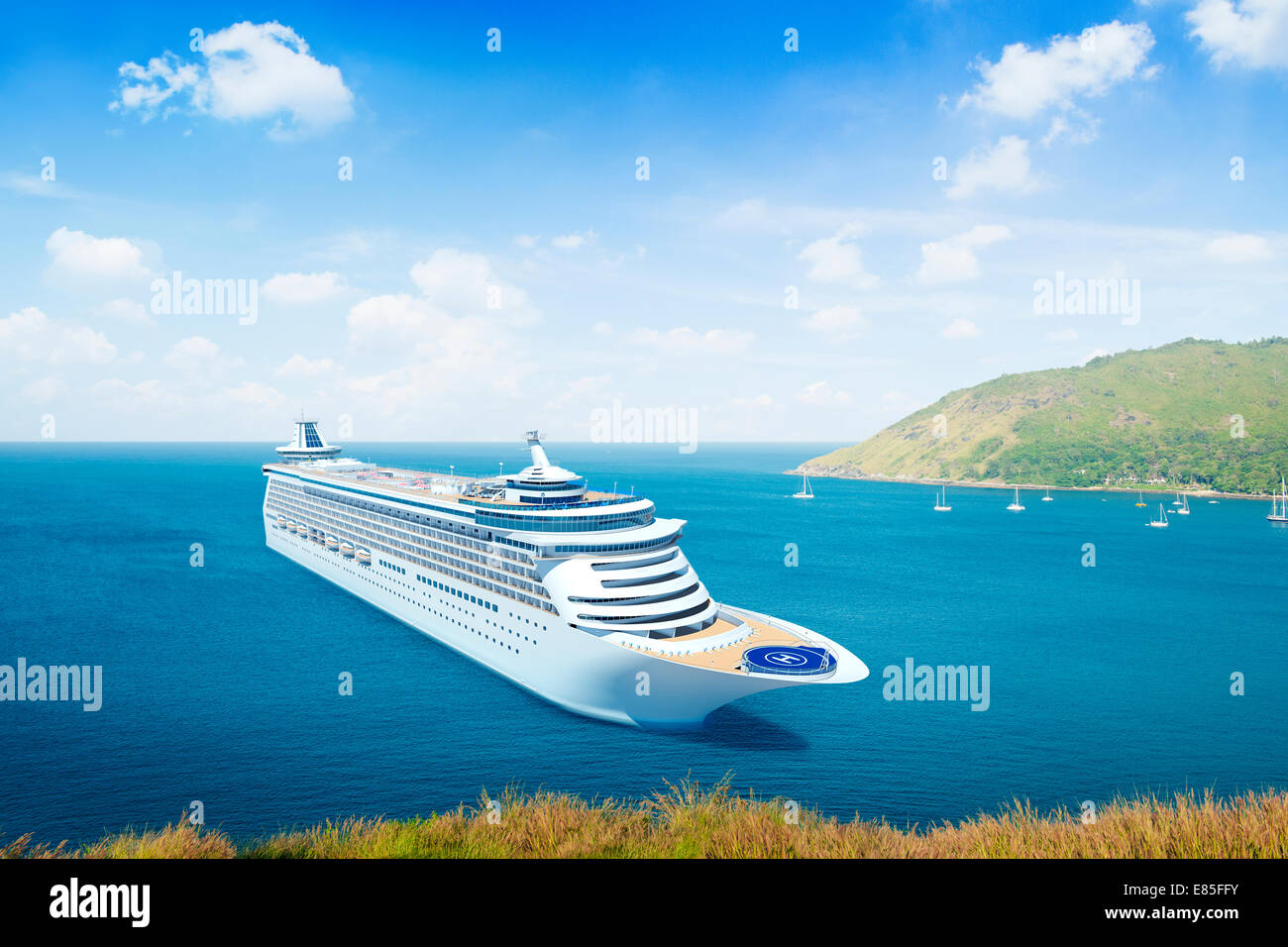 Dreidimensionale Form des Kreuzfahrtschiffes im freien Stockfoto