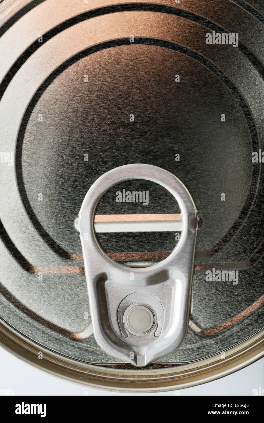 Nahaufnahme einer Blechdose. Oben Stockfoto