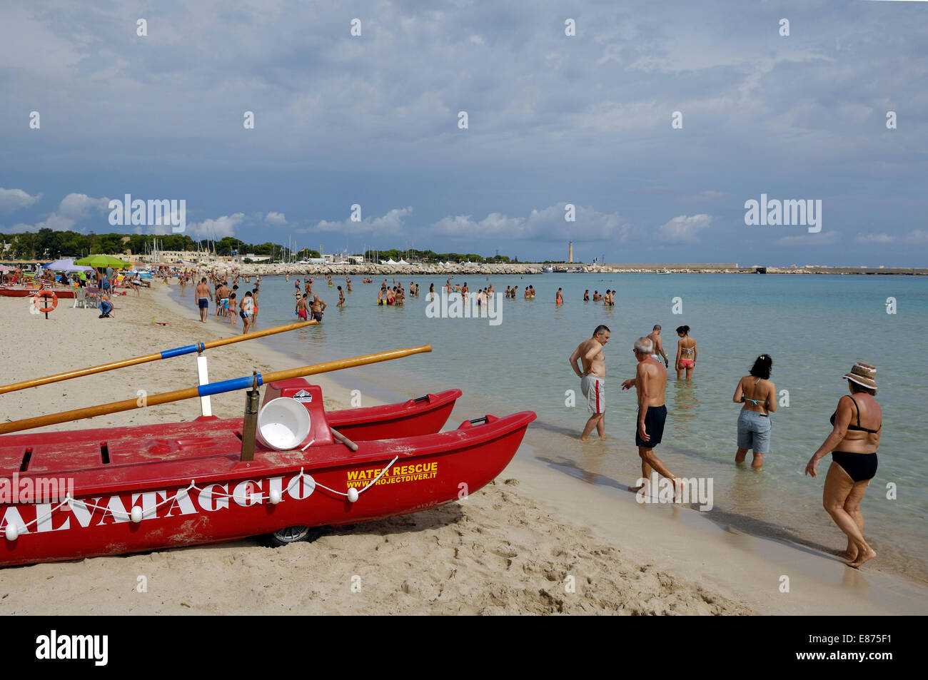 Blick auf den Strand von San Vito lo Capo, Sizilien Stockfoto