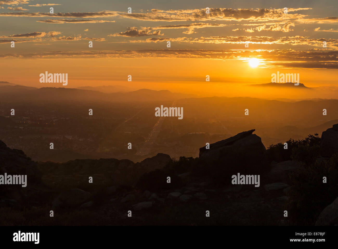Sonnenuntergang über Ventura County in der Los Angeles Vorort von Southern California. Stockfoto