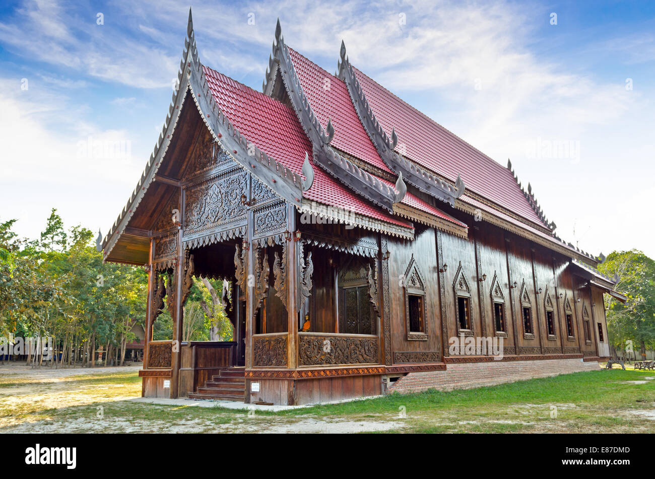 Kapelle des thailändischen Tempel aus Palm Holz in Handarbeit hergestellt Stockfoto