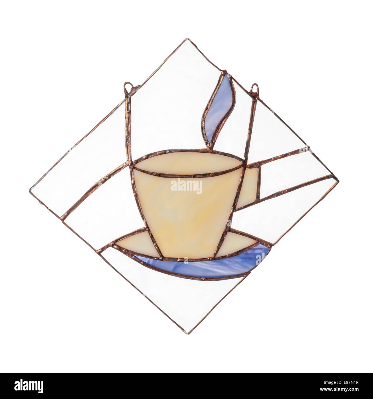 Glasmalerei handgemachten Kaffee Tasse Dekor isoliert auf weißem Hintergrund Stockfoto