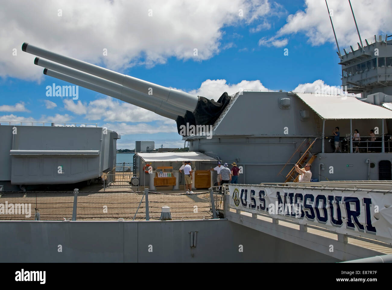 USS Missouri Schlachtschiff, Pearl Harbour, Oahu, Hawaii, Vereinigte Staaten Stockfoto