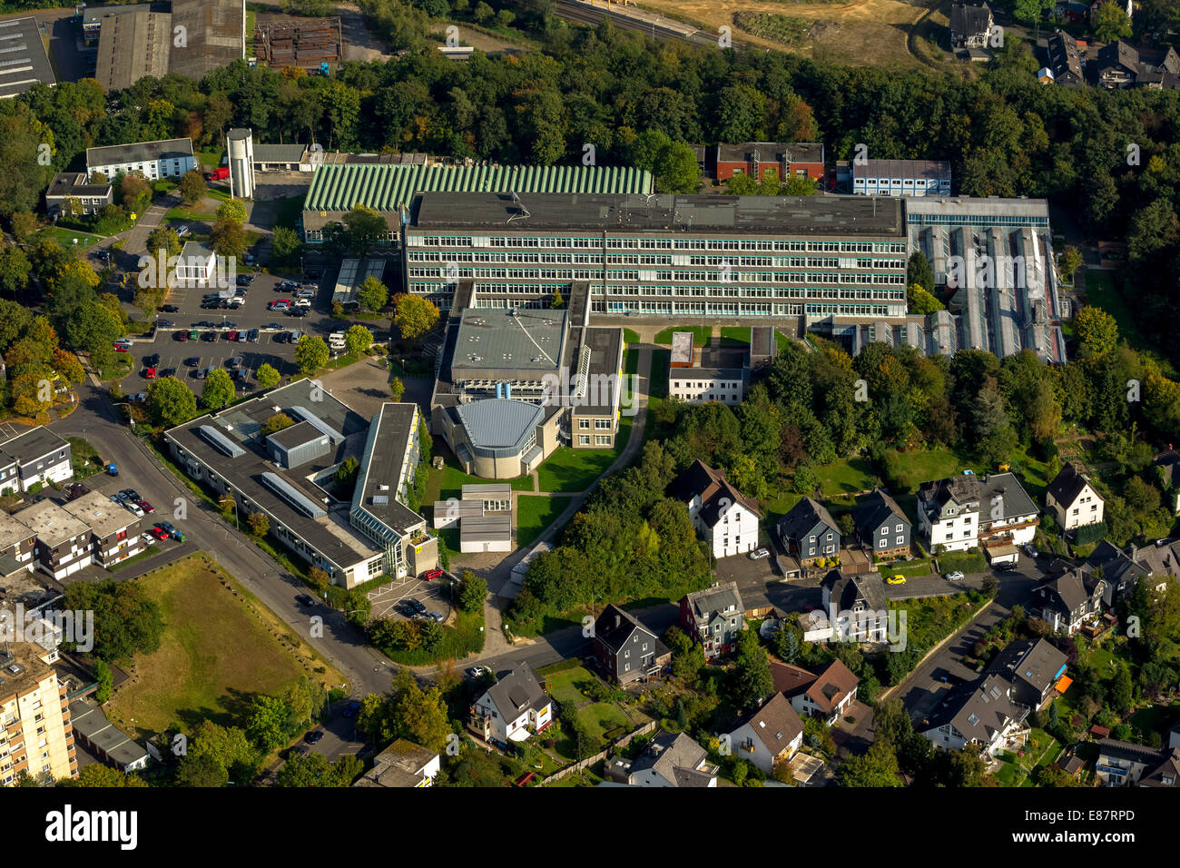 Luftaufnahme, Universität Siegen, Fachbereich Maschinenbau, Siegen, Nordrhein-Westfalen, Deutschland Stockfoto