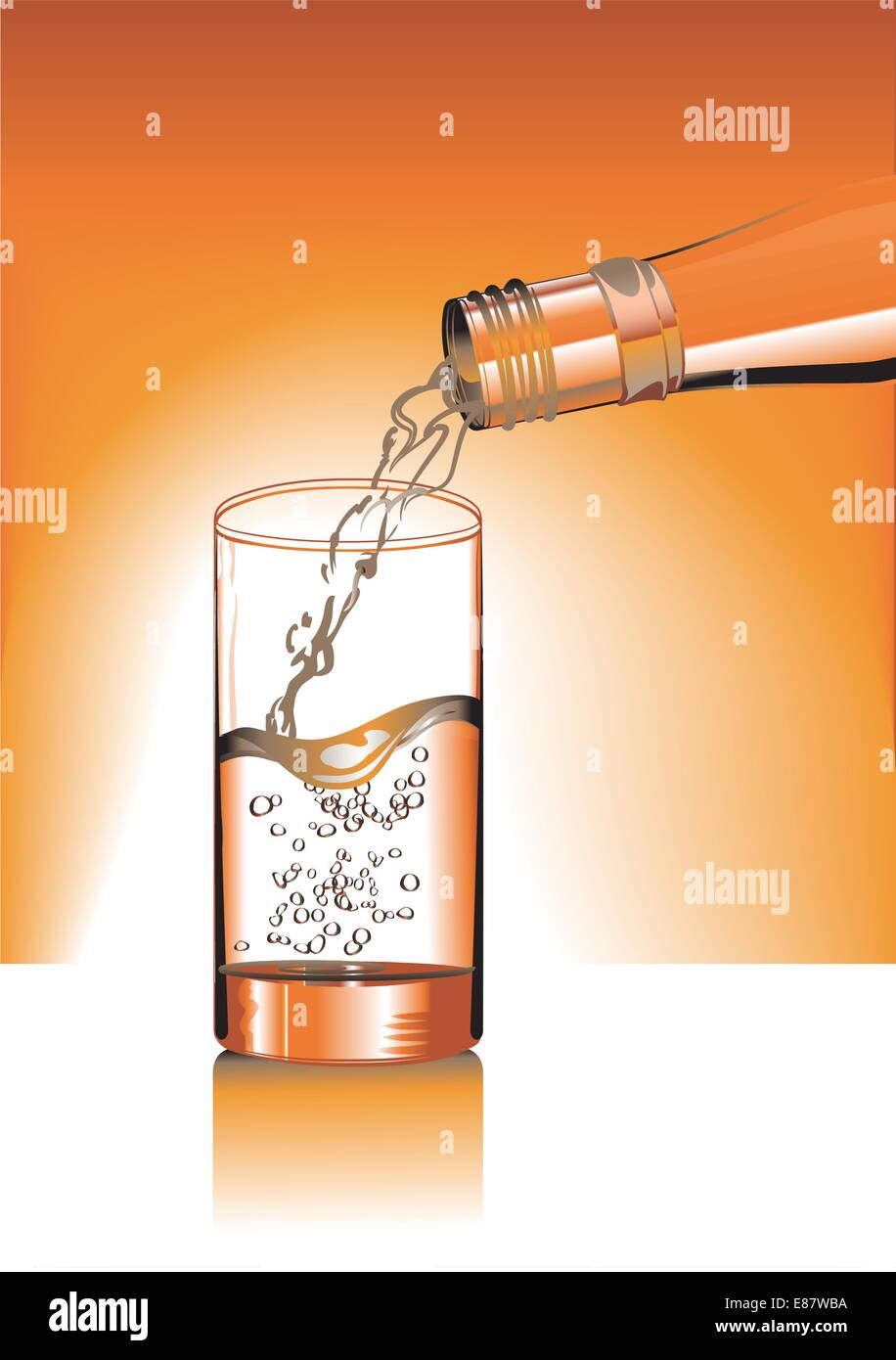 Vektor-Illustration der Tasse und Mineralwasser Flasche. Stock Vektor
