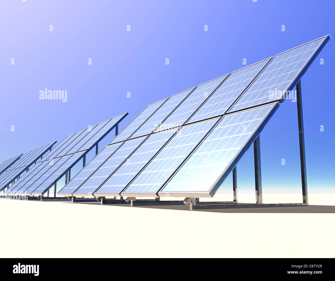 digitale Visualisierung von Solarkollektoren Stockfoto