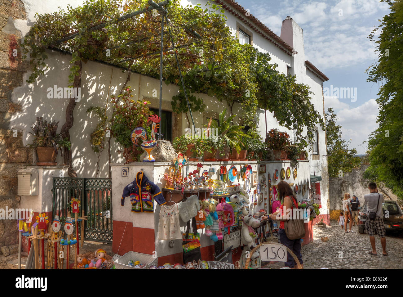 Straßenstand in portugiesischen Stadt Obidos. Stockfoto