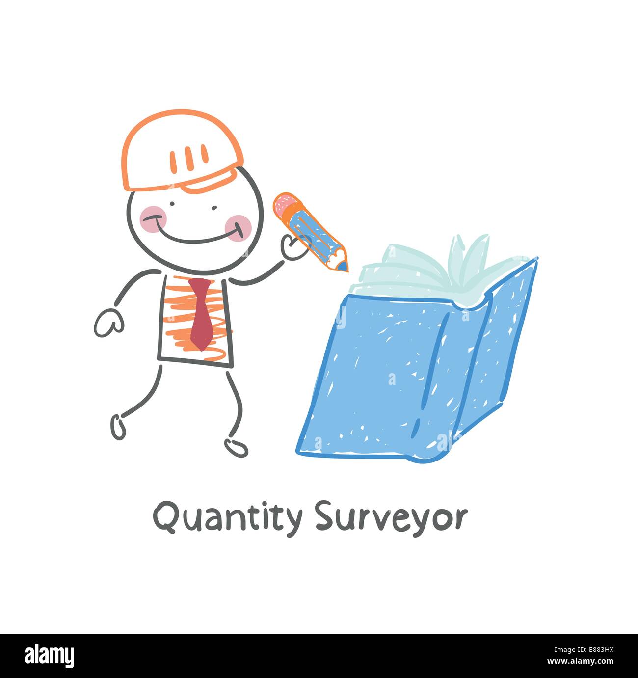 Quantity Surveyor schrieb in einem Buch mit Bleistift Stock Vektor