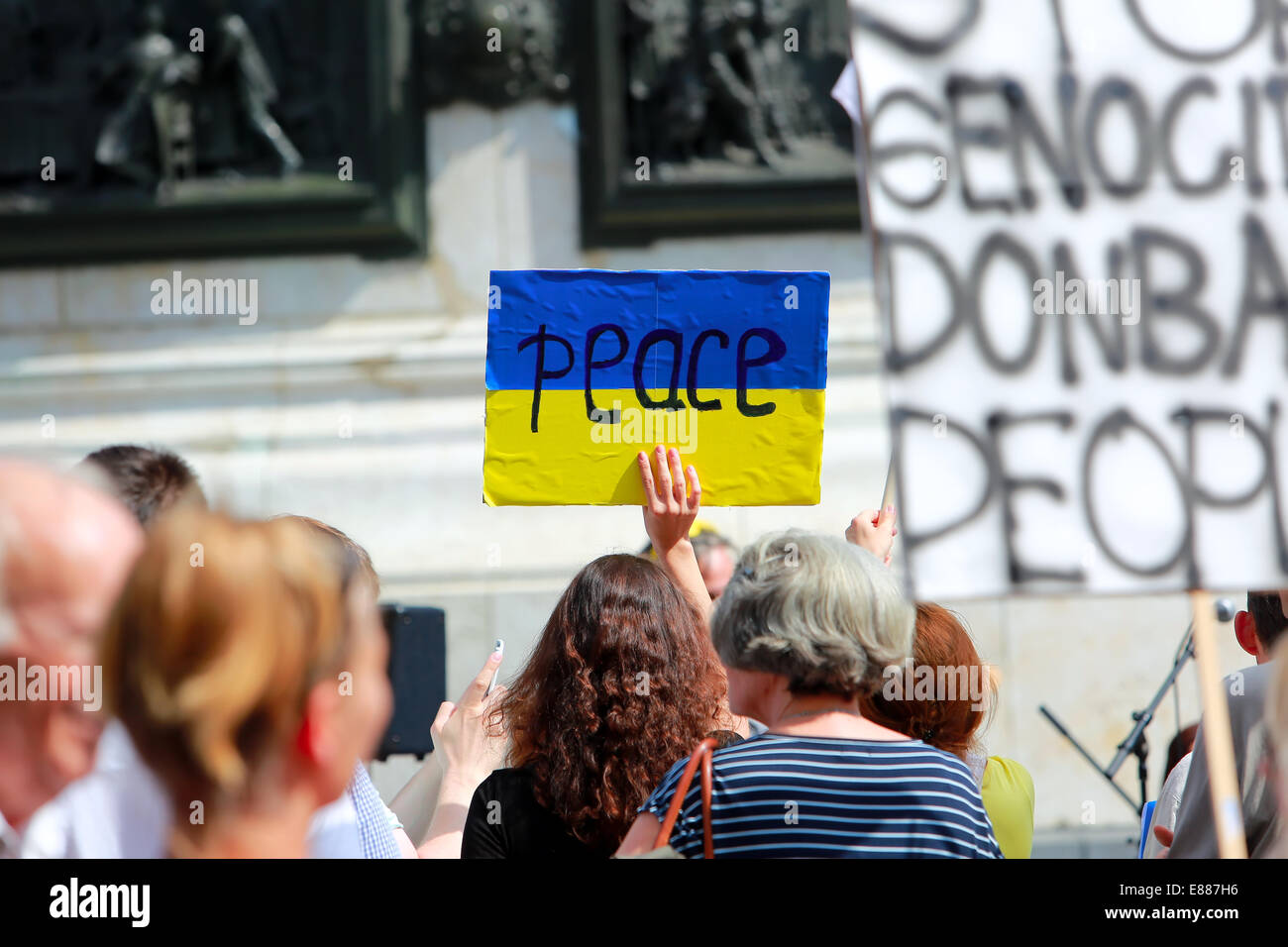 Protest-Kundgebung gegen Krieg in der Ukraine Stockfoto