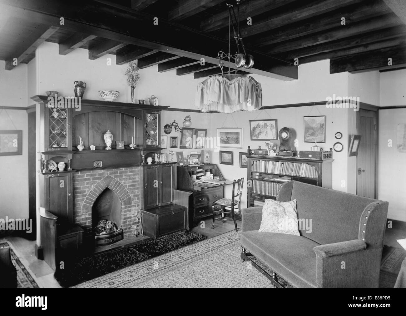 Innenraum eines Edwardian House im Jahr 1914. Foto Ilkley, Yorkshire, England. Stockfoto