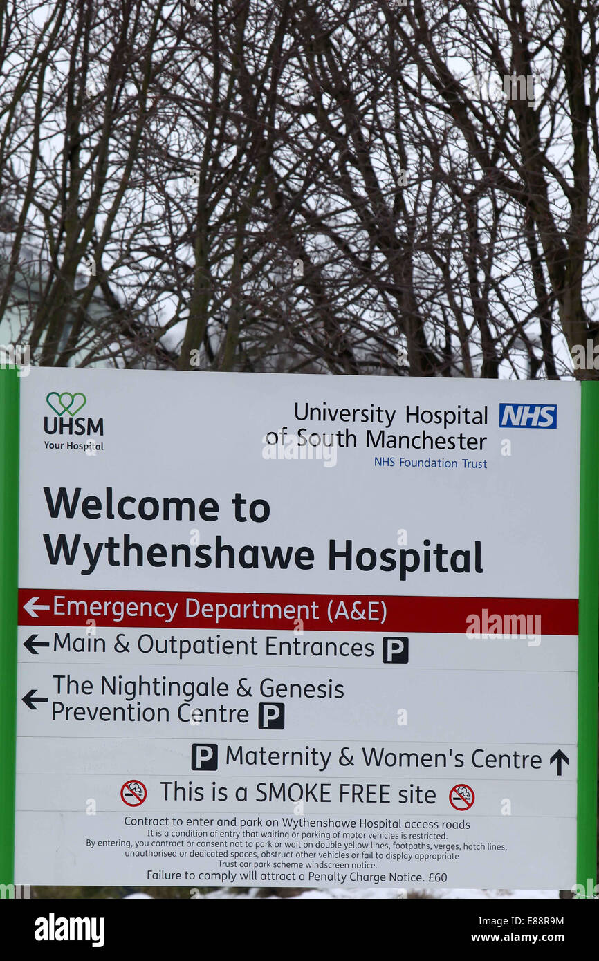 Wythenshawe Krankenhaus Zeichen Manchester Bild: CHRIS BULL Datum: 01.10.09 Stockfoto