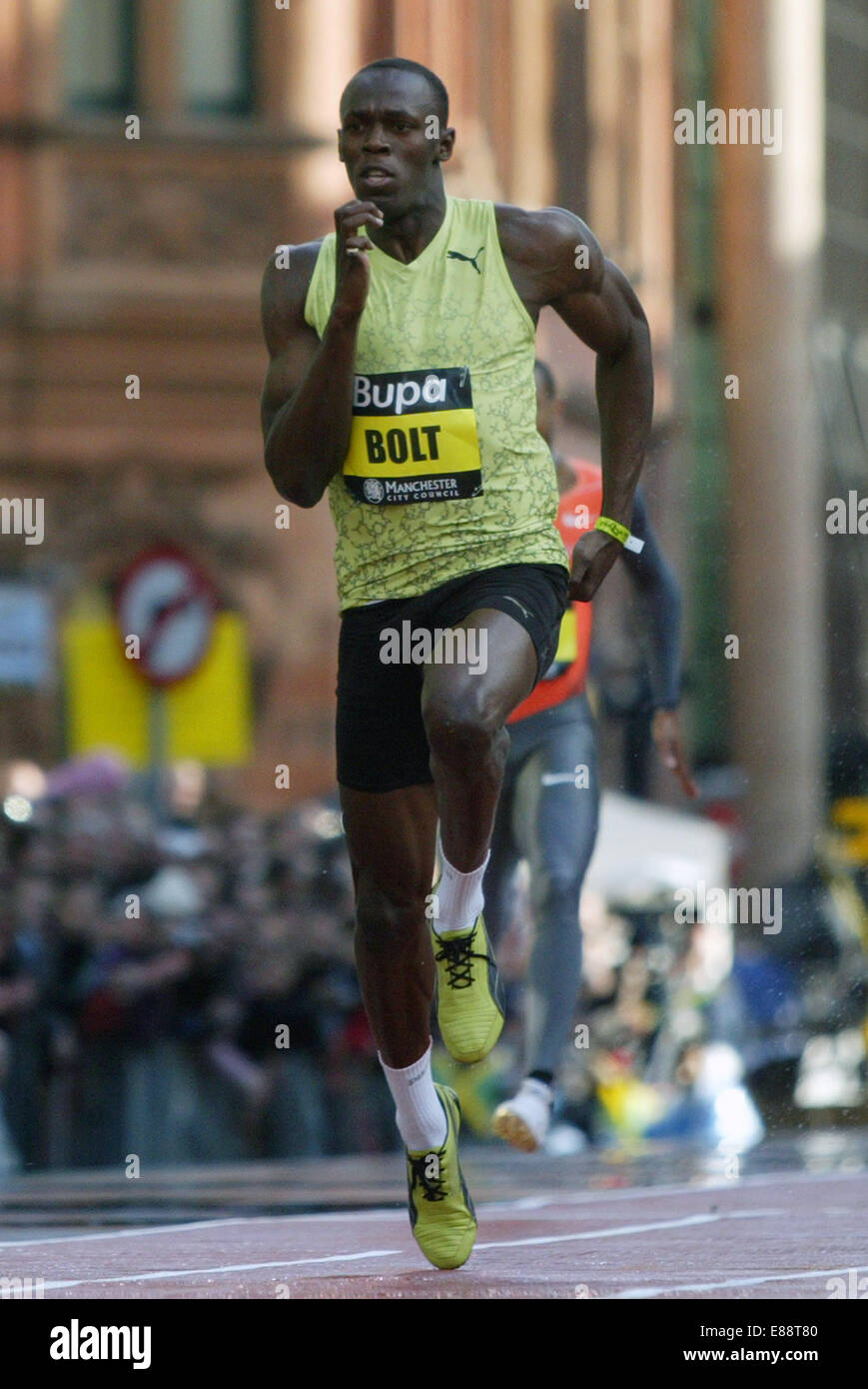 Stadt Games 2009, Manchester Usain Bolt den 150 Meter Rekord. Foto: Chris Bull Stockfoto