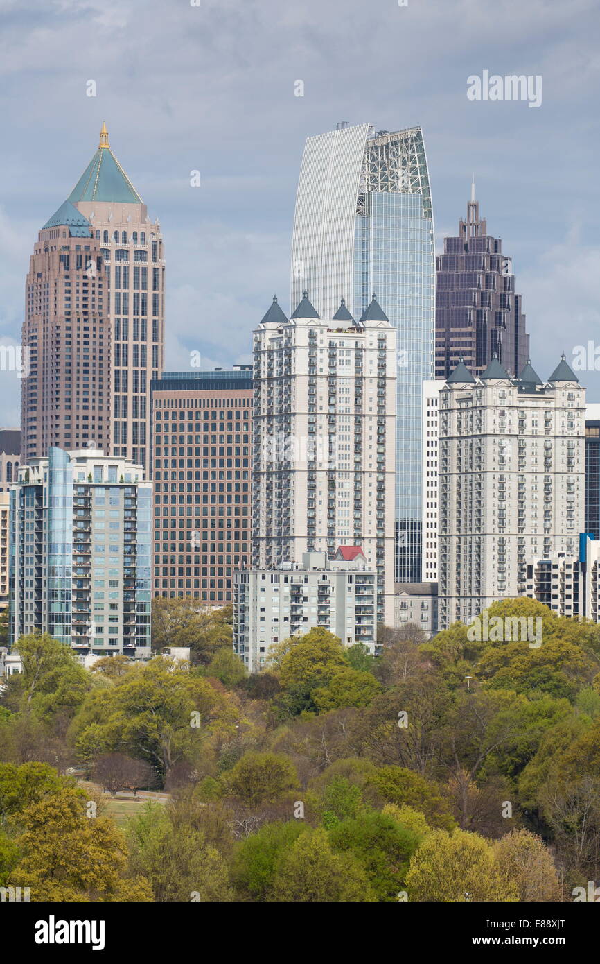 Skyline von Midtown von Piedmont Park, Atlanta, Georgia, Vereinigte Staaten von Amerika, Nordamerika Stockfoto