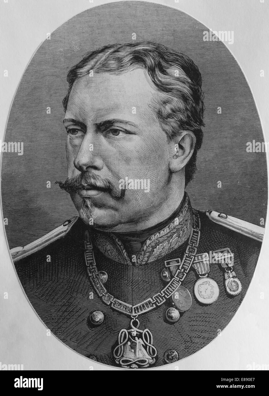 Louis ich (1838-1889). König von Portugal zwischen 1861-1889. Kupferstich, 19. Jahrhundert. Stockfoto