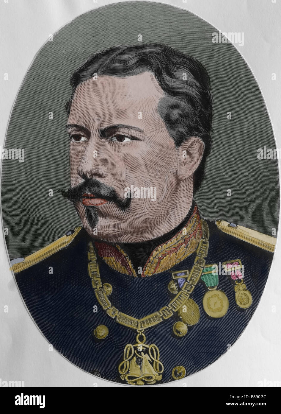 Louis ich (1838-1889). König von Portugal zwischen 1861-1889. Kupferstich, 1879. Farbe. Stockfoto