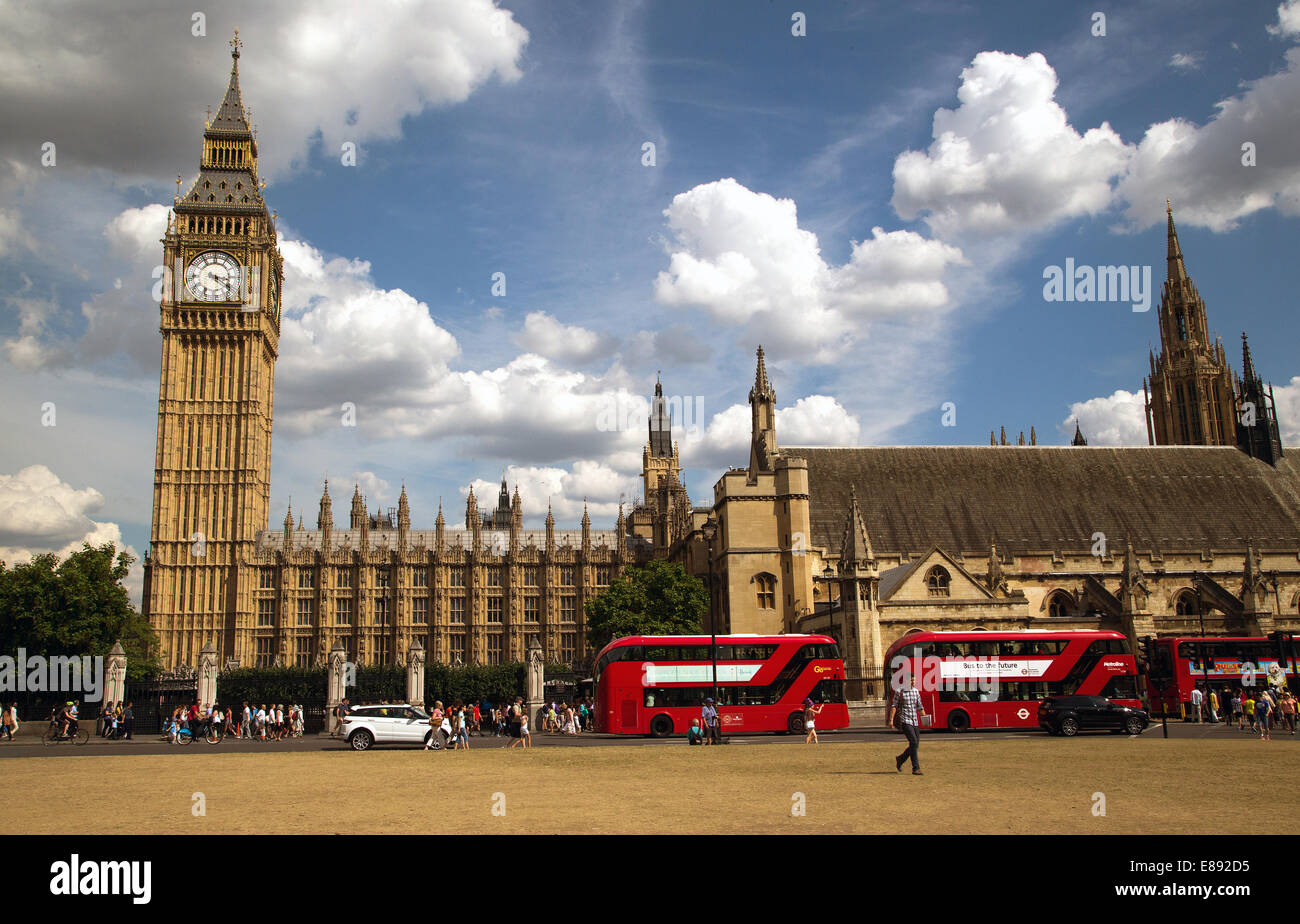 Die Häuser des Parlaments-der Palast von Westminster-Elizabeth Turms mit Big Ben, das House Of Commons und des House Of Lords Stockfoto