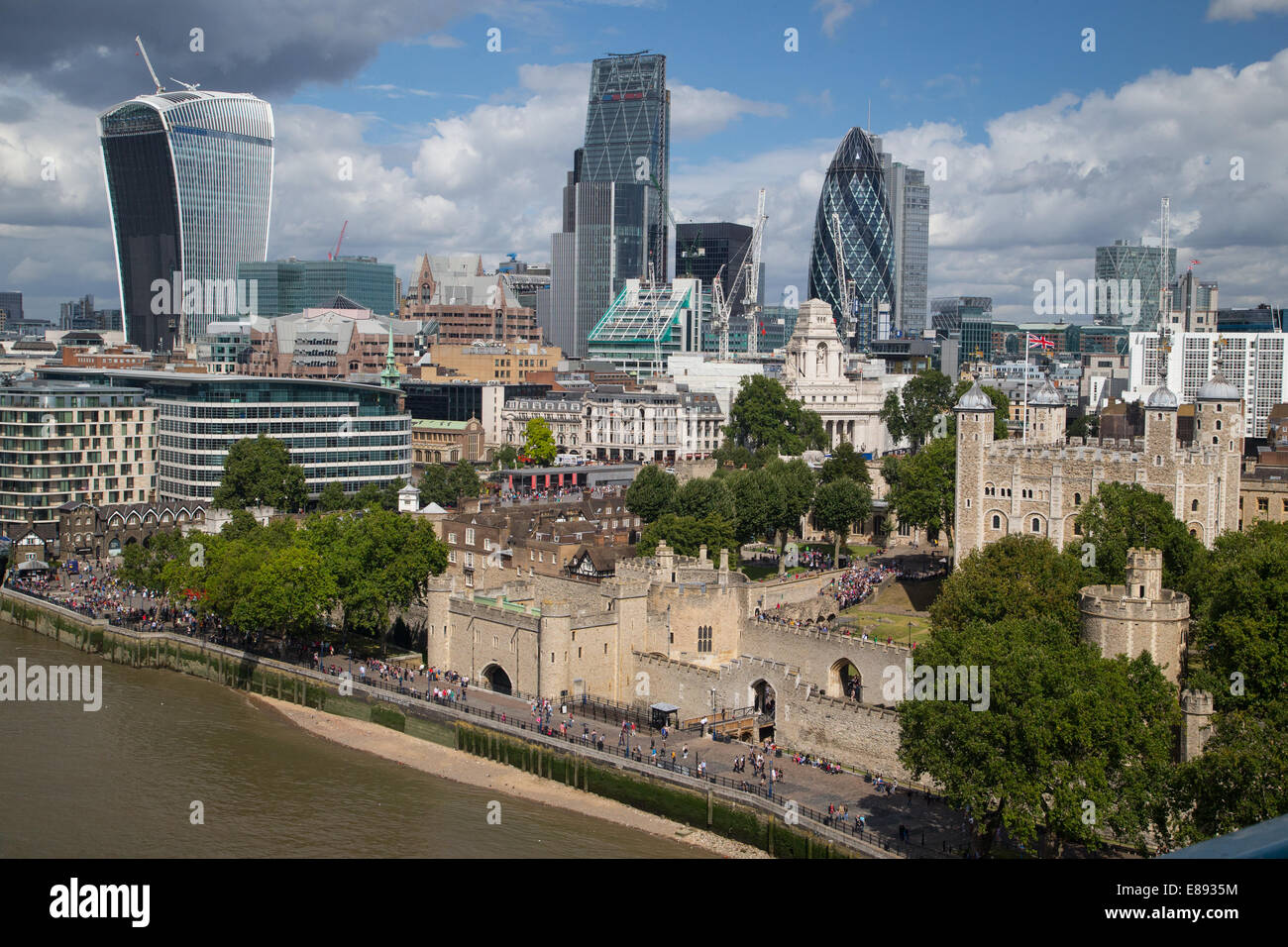 Die City of London, Tower 42, die Gurke und die Cheesegrater zeigen Stockfoto