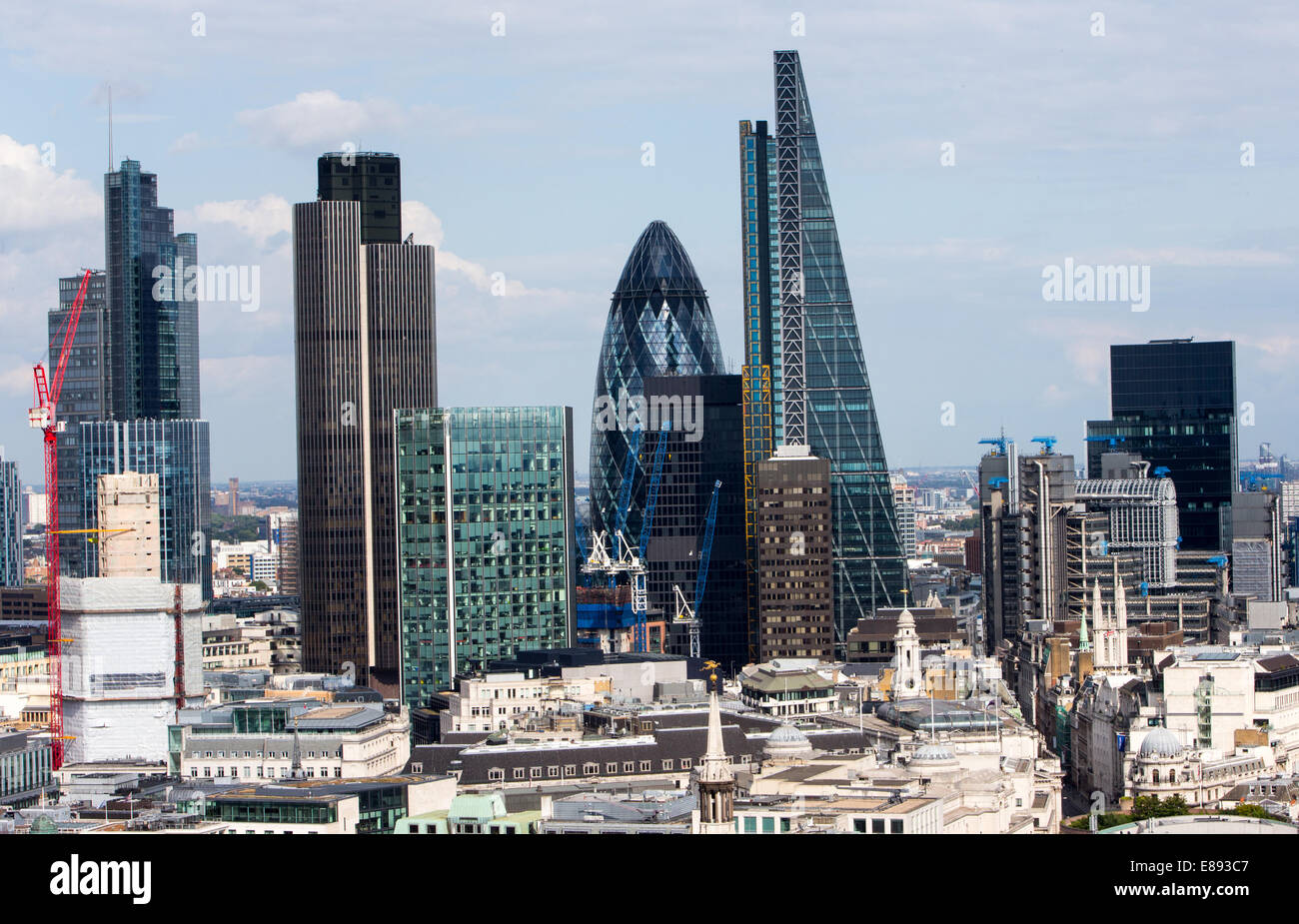 Die City of London, Tower 42, die Gurke und die Cheesegrater zeigen Stockfoto