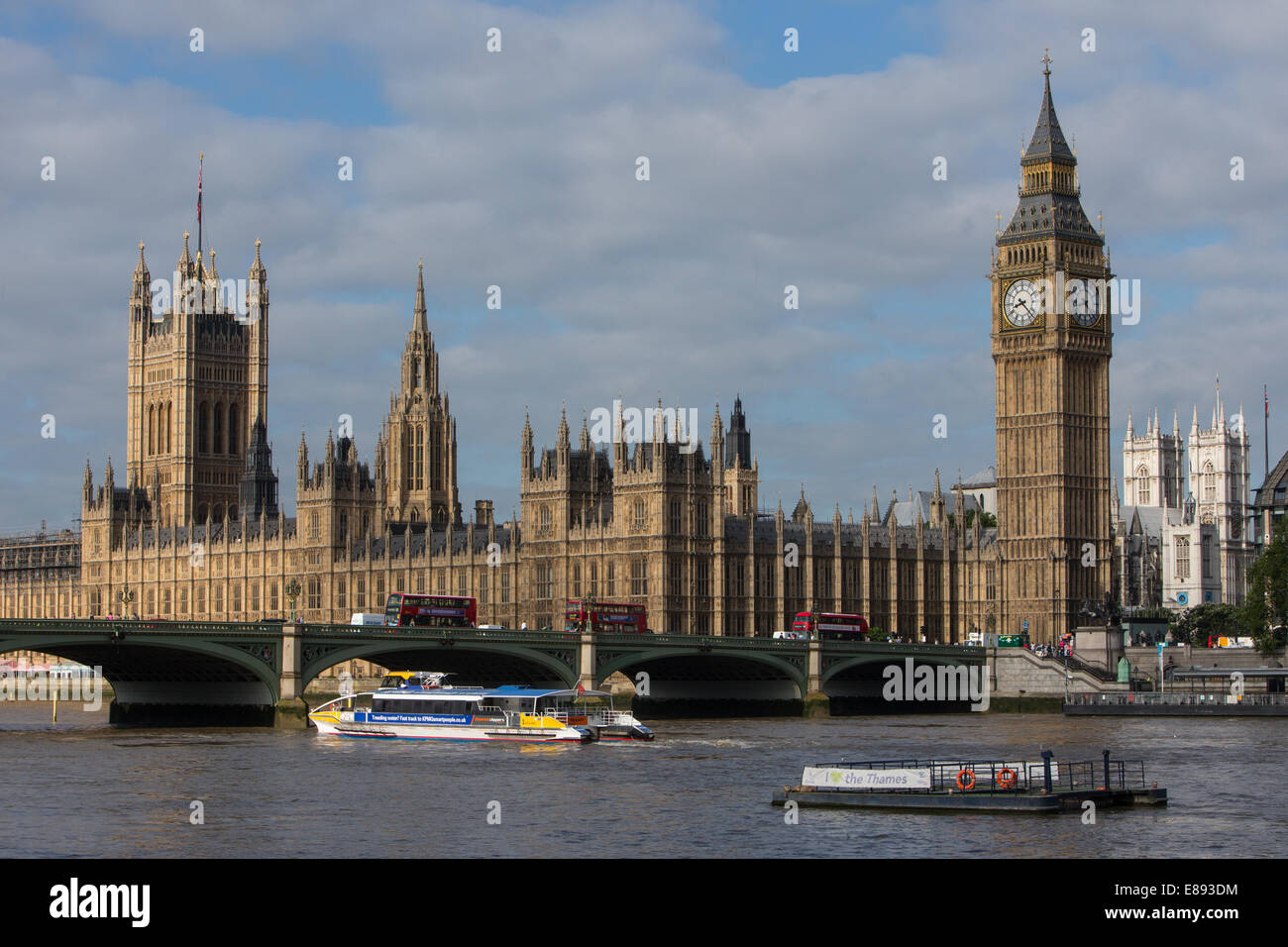 Die Häuser des Parlaments-der Palast von Westminster-Elizabeth Turms mit Big Ben, das House Of Commons und des House Of Lords Stockfoto