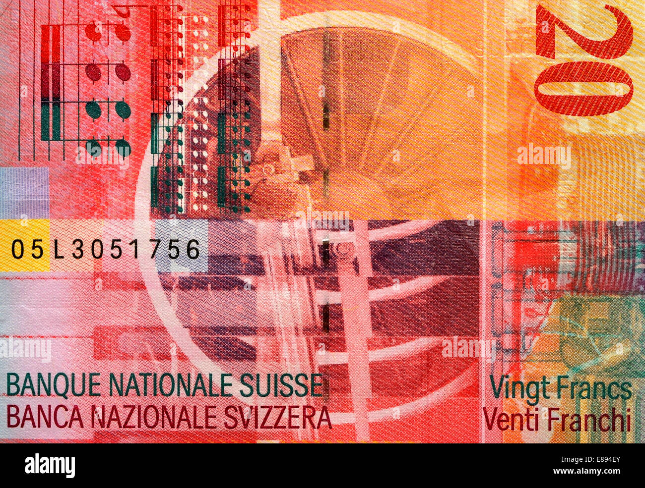 Schweizer 20 zwanzig Franken Banknote Stockfoto