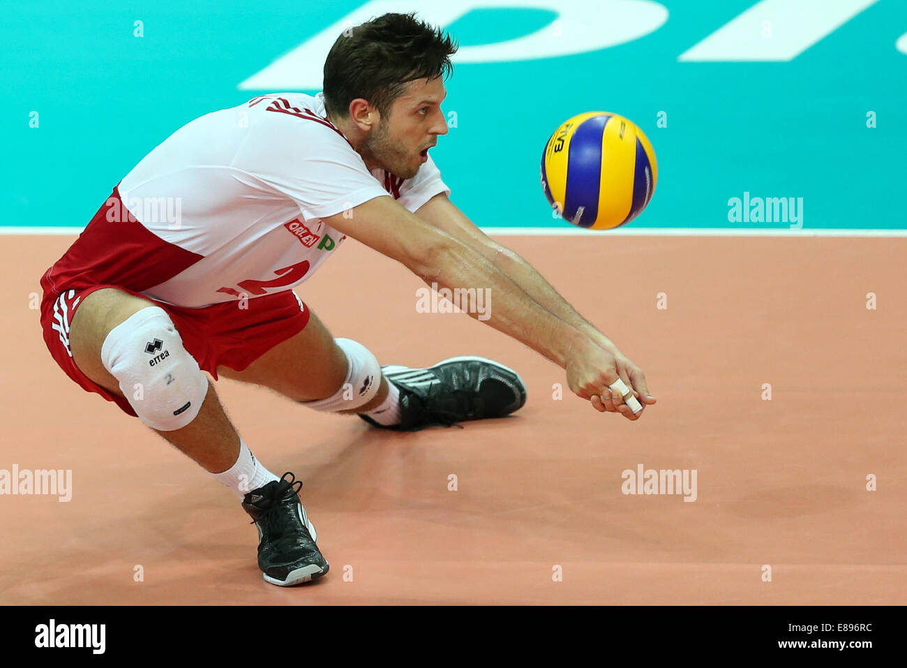 21.09.2014, Katowice, Poalnd. FIVB International World Cup Finals zwischen Polen und Brasilien. Michal Winiarski (POL) Stockfoto