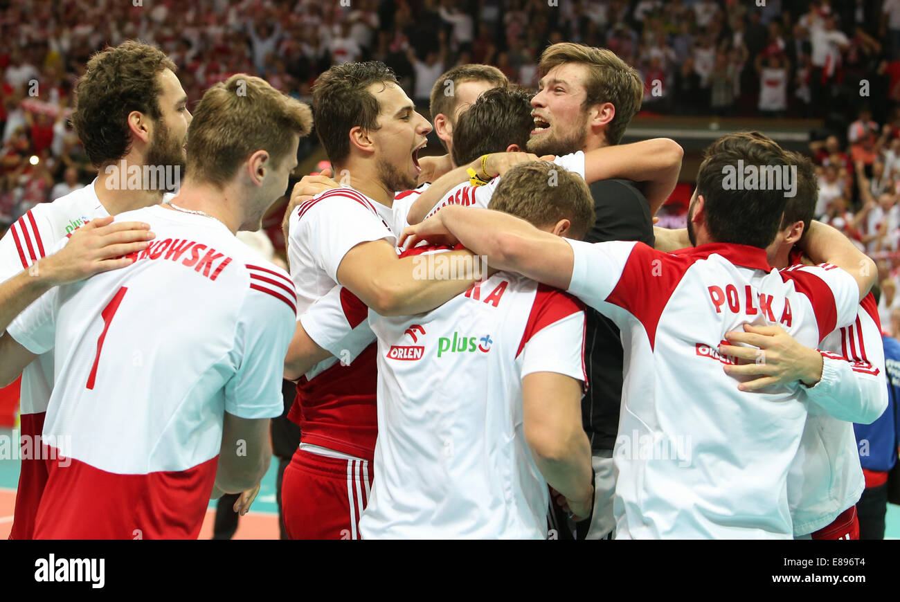 21.09.2014, Katowice, Poalnd. FIVB International World Cup Finals zwischen Polen und Brasilien. Polen zu feiern Stockfoto