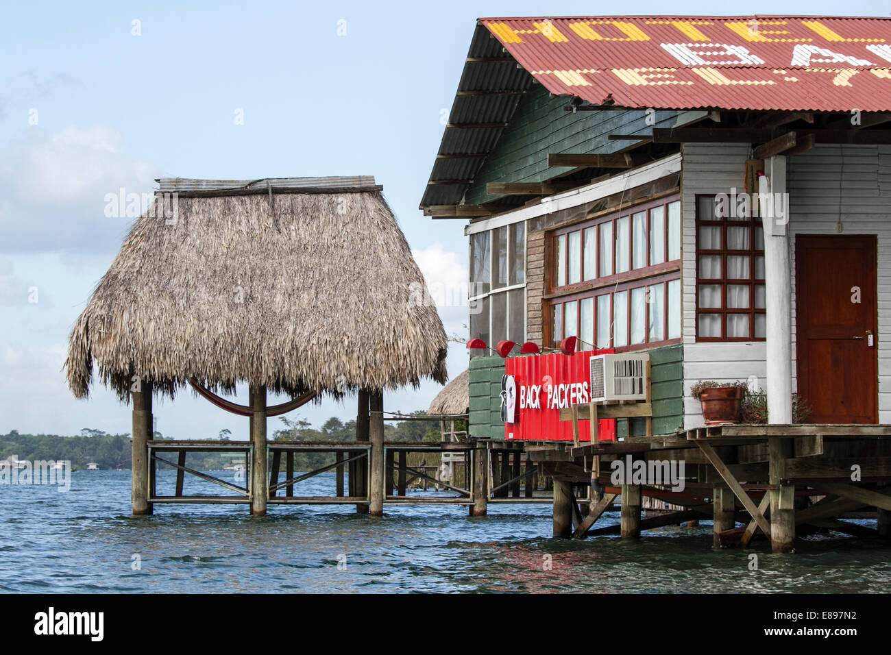Backpackers Hostel am Lago de Izabal, Rio Dulce, Reise nach Guatemala Stockfoto