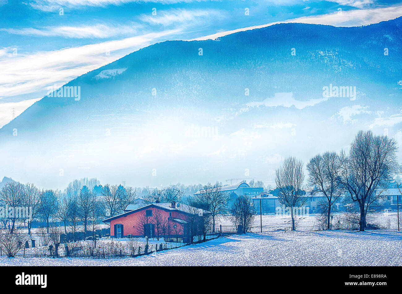 Winter Weihnachten Stadt Landschaft Stockfoto
