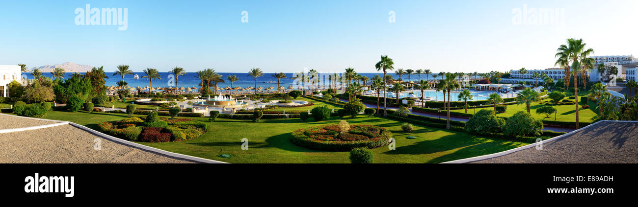 Panorama am Strand von Sharm el Sheikh, Ägypten-Luxushotel Stockfoto