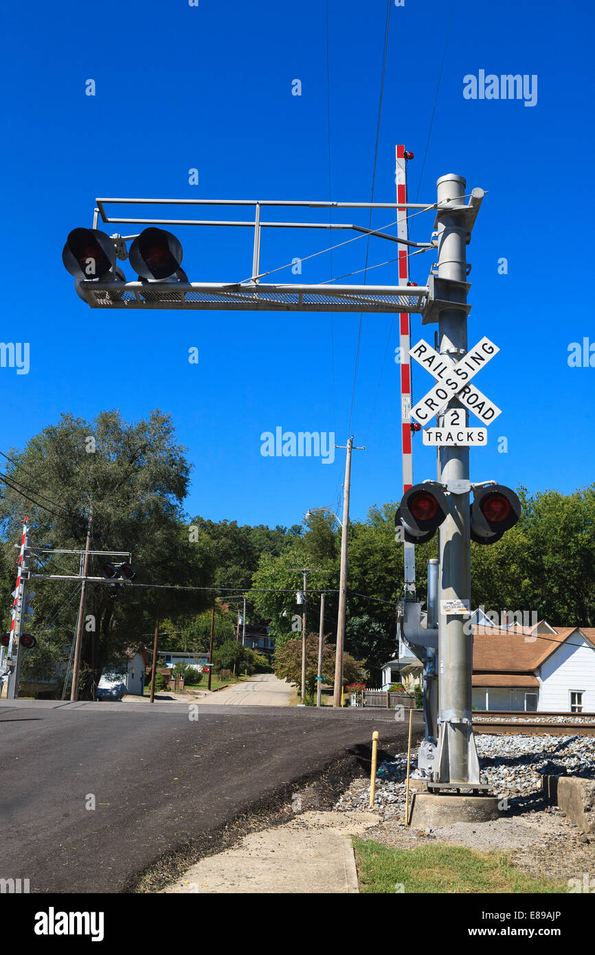 Railroad Crossing-Warnsignal Stockfoto