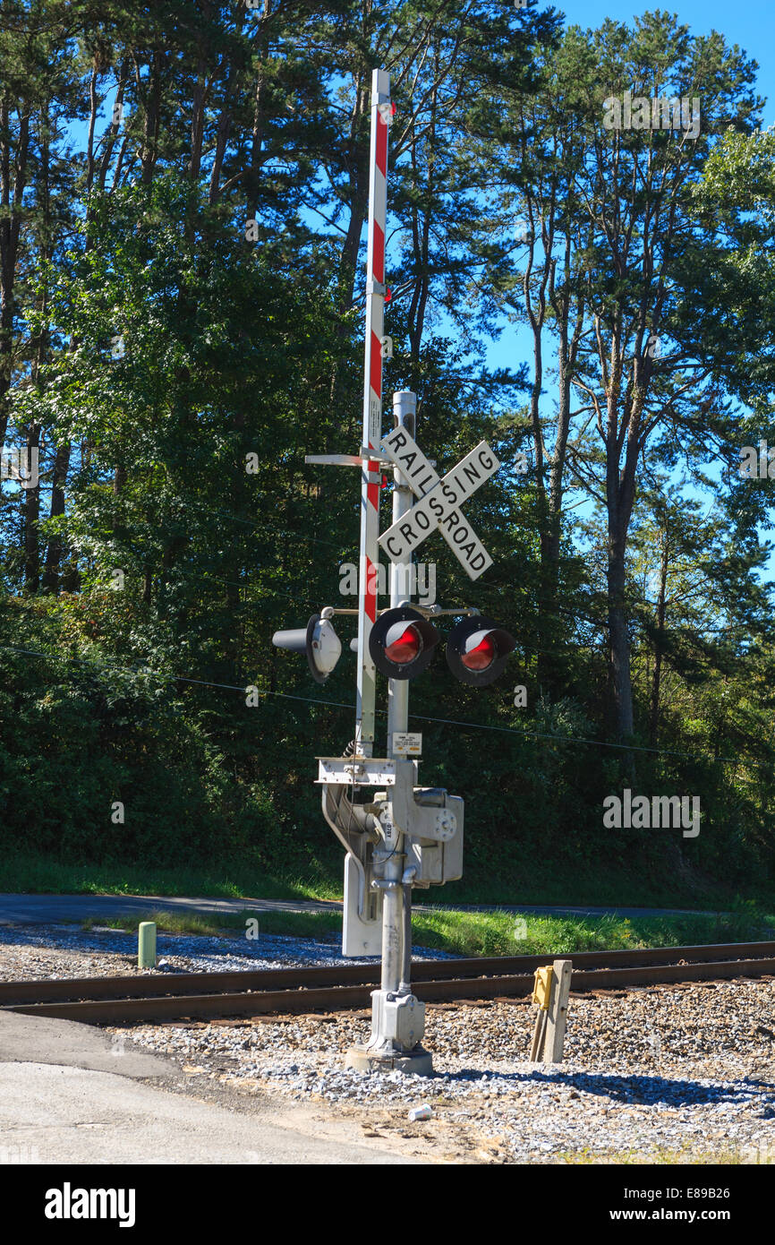 Railroad Crossing-Warnsignal Stockfoto