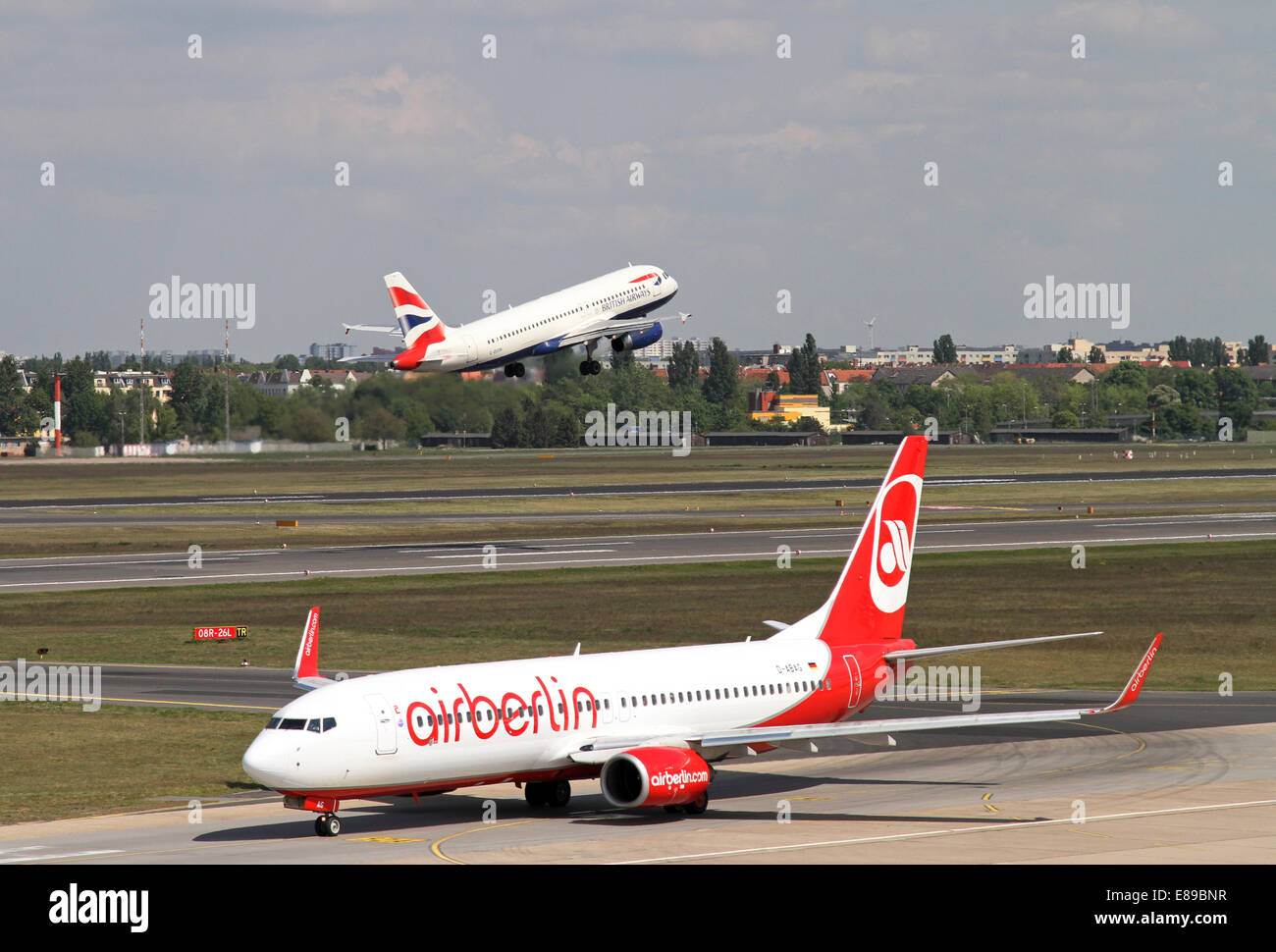 Berlin, Deutschland, die Boeing 737 und Airbus A320 Air Berlin British Airways Stockfoto