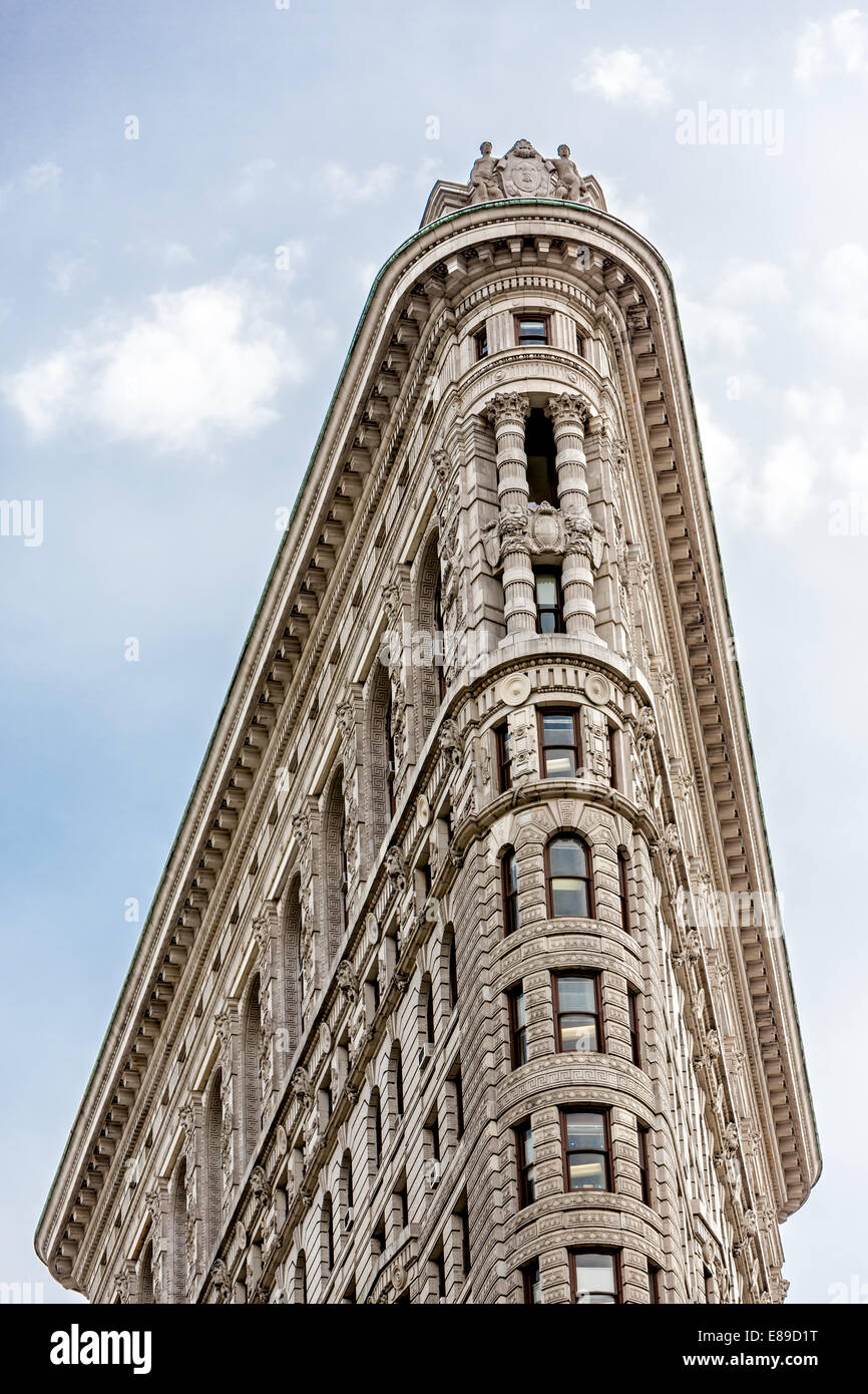 Ein Blick auf das Wahrzeichen von das Flatiron Building in Manhattan, New York City. Stockfoto