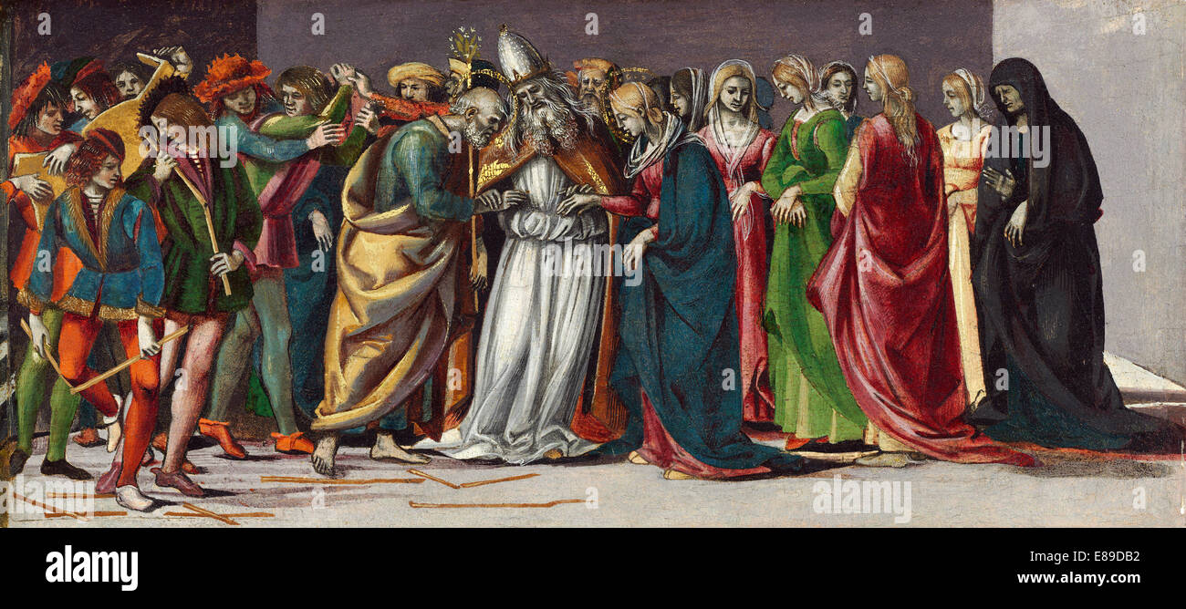 Luca Signorelli, die Hochzeit der Jungfrau, Italienisch, 1445/1450 - 1523, c. 1490/1491, Tempera auf Panel Stockfoto