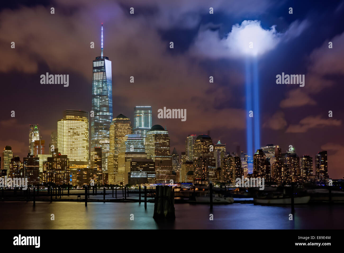 World Trade Center Tribute In Light New York City Stockfoto