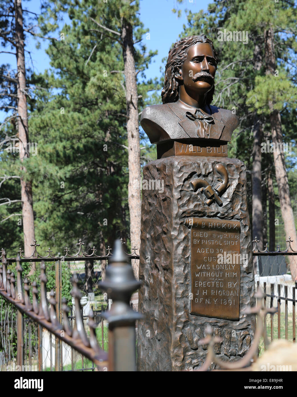 Das Grab von Wild Bill Hickok in Mount Moriah Cemetery, Deadwood, S. Dakota Stockfoto