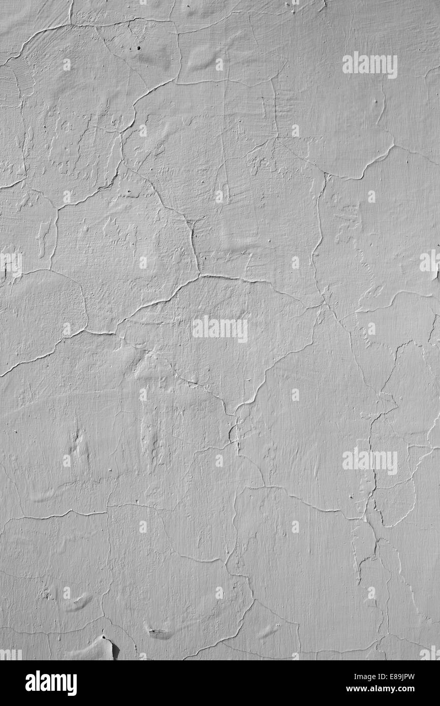Kalk, verputzte Wände Risse und Unebenheiten Stockfoto