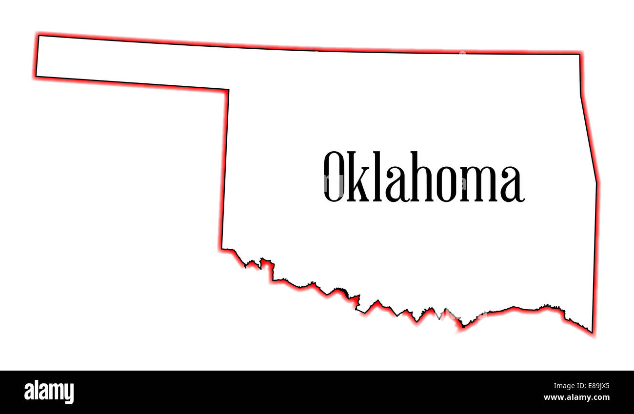 Der Umriß des USA-Bundesstaat Oklahoma der Vereinigten Staaten Stockfoto