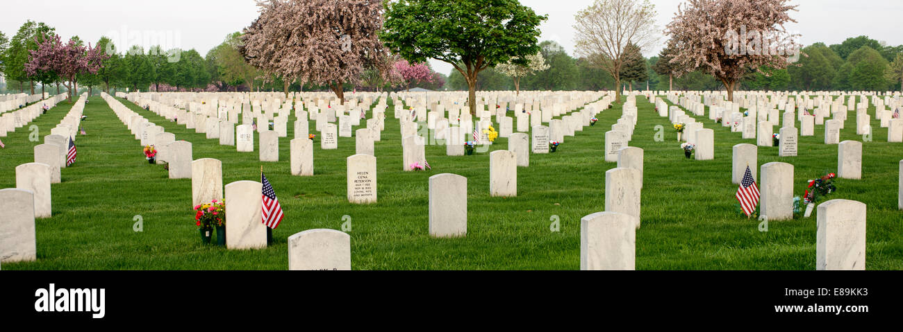 Grabsteine auf dem Fort Snelling National Cemetery in St. Paul, Minnesota. Fort Snelling ist einer der 125 nationalen Friedhöfe in 39 s Stockfoto