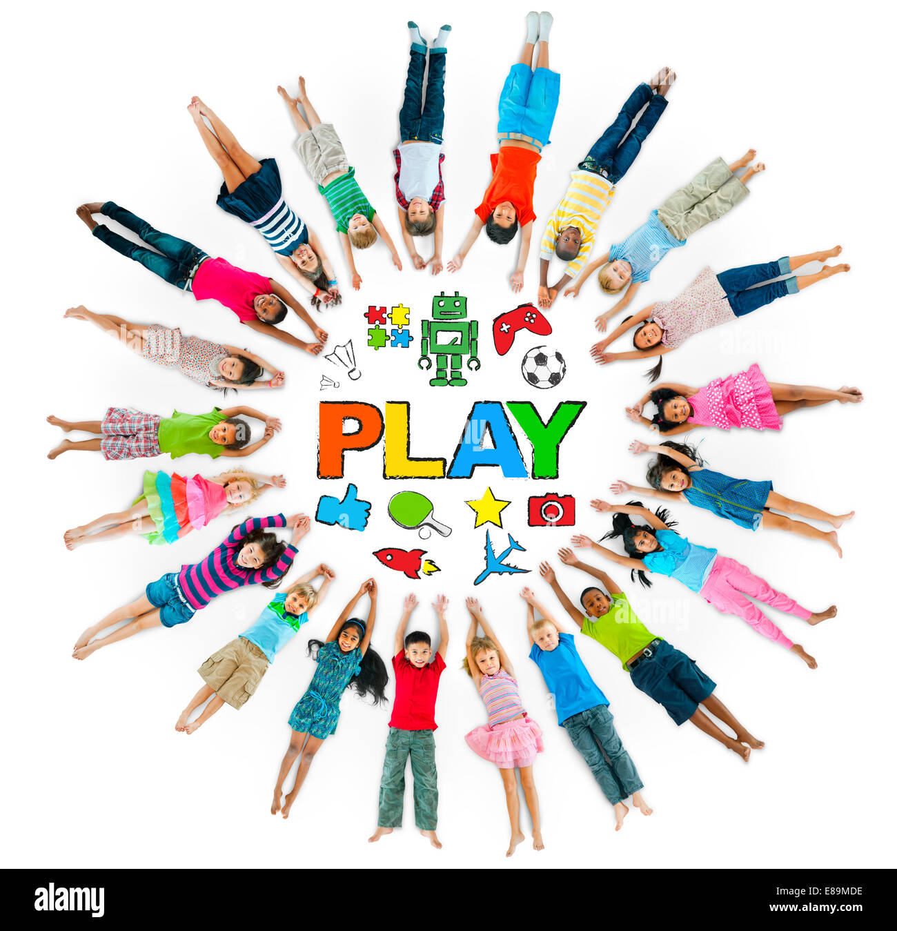 Gruppe von Kindern Cicle und Play-Konzept Stockfoto