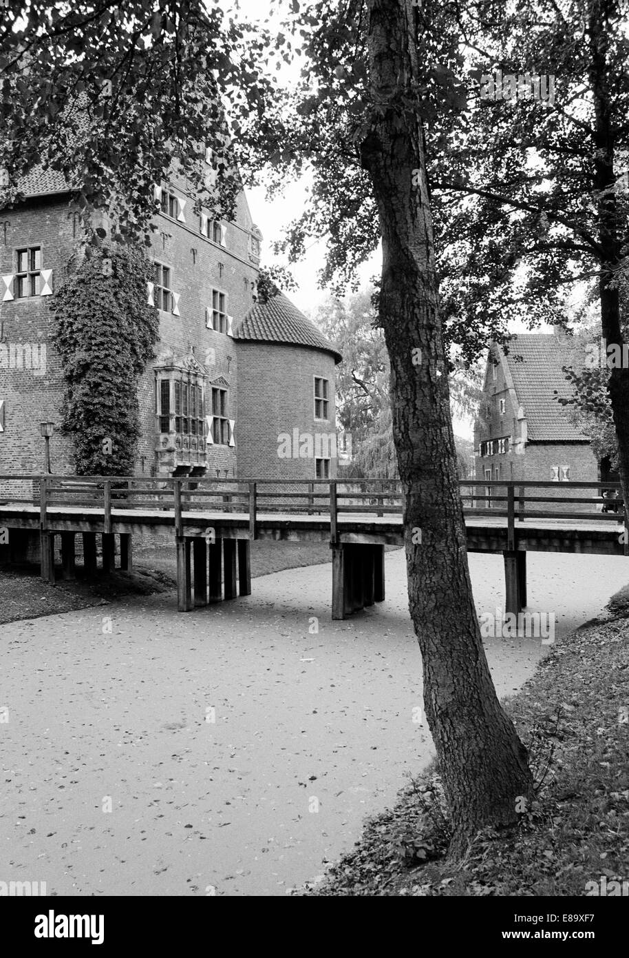 Achtziger Jahre, Wasserschloss in Raesfeld, Naturpark Hohe Mark-Westmuensterland, Niederrhein, Nordrhein-Westfalen Stockfoto