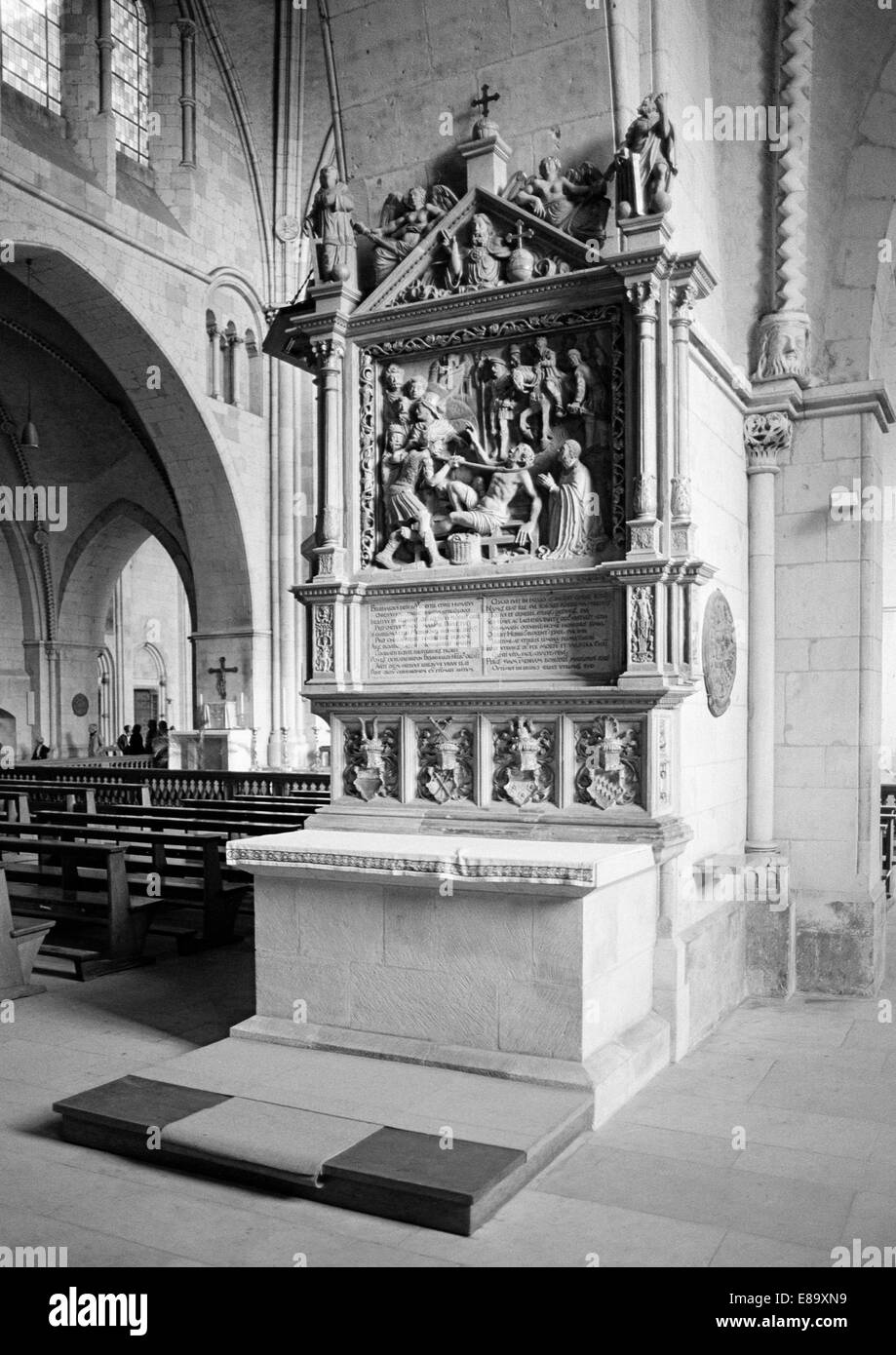 Achtziger Jahre, Laurentius-Altar Und Epitaph Fuer Dompropst Bernhard von Münster Im St.-Paulus-Dom von Münster, Münsterland, Nordrhein-Westfalen Stockfoto