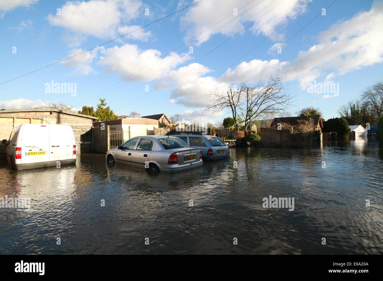 Überschwemmungen in Laleham Surrey 2014 Stockfoto