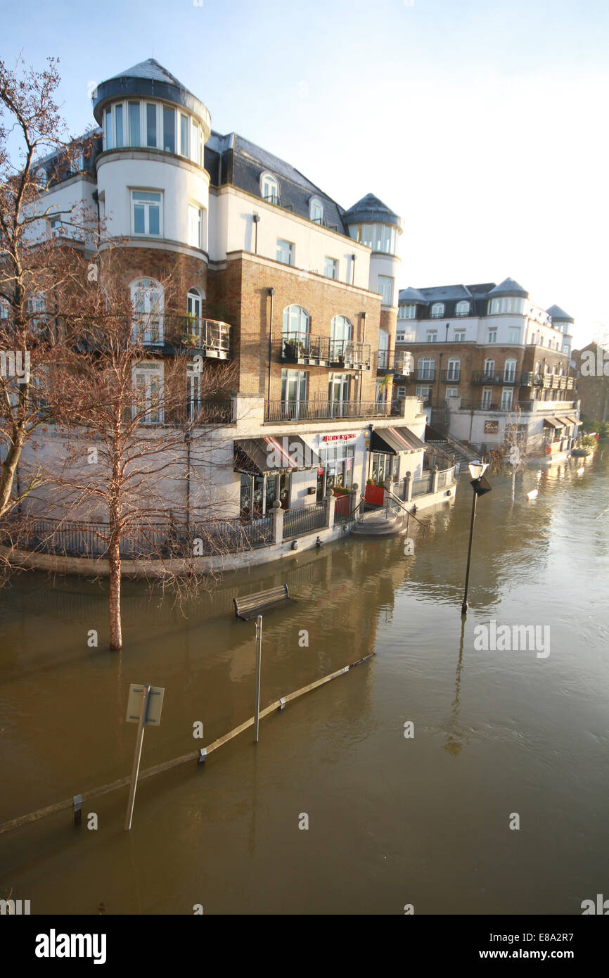 Staines Upon Thames Überschwemmungen 2014 Stockfoto
